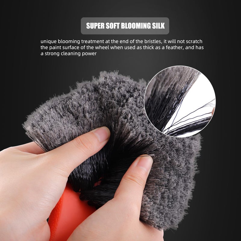 SPTA 8Pcs Wheel & Tire Brush Car Detailing kit, Easy Reach Wheel and Rim Brush, 5pcs Detailing Brushes, Short Handle Cleaning Brush, 1pc Microfiber Cleaning Cloth, Great to Clean Dirty Tires - Image 5