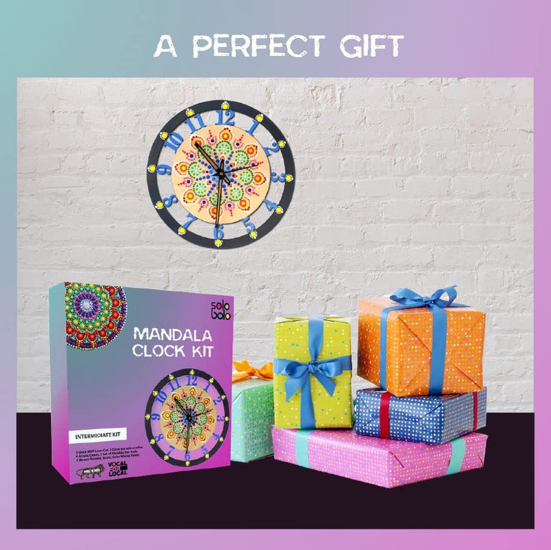SOLOBOLO Mandala Painting Kit for Adults|DIY Mandala Clock Kit for Home Decor |Craft Materials MDF Cutouts for Art and Craft Kit|Birthday Gifts for Girls|Size-12 Inch Wall Clock MDF|Pack of 3 Sets - Image 2