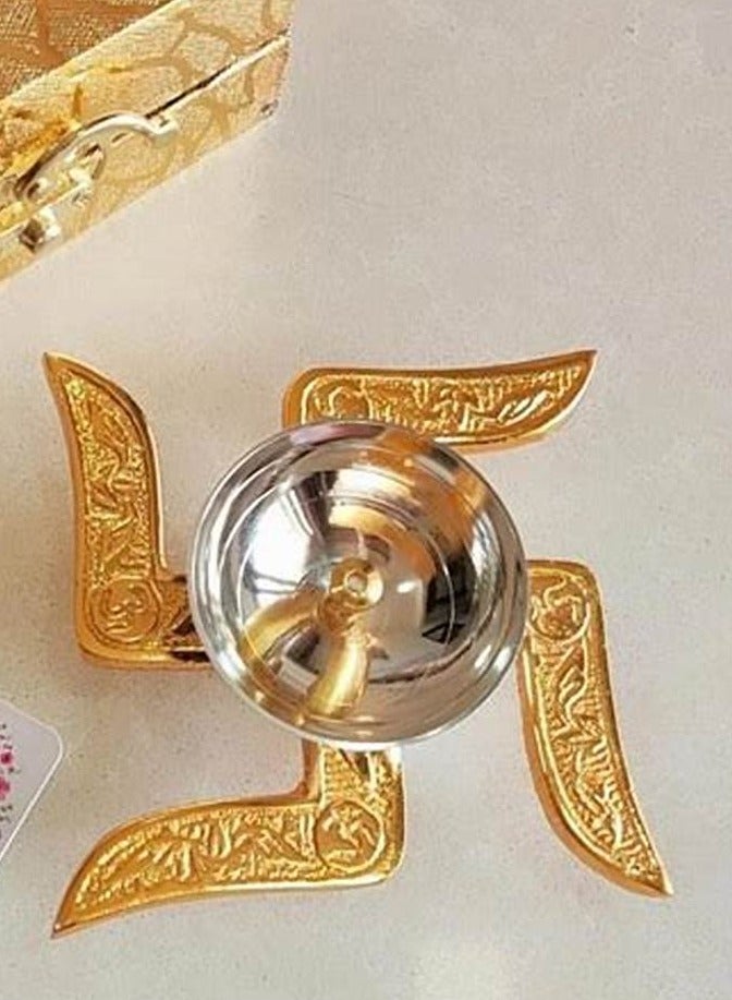 Shreeji Diya for Festival | Kuber Diya | Metal Diya | Brass Diya | Swastik Diya | Diwali Gift | Diya for Gift | Oil Lamp - Image 1