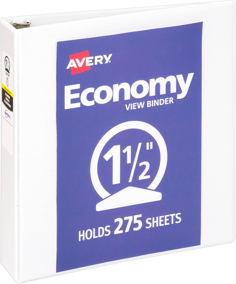 Avery Economy View 1.5 Inch Round Ring Binder - Holds 275 Sheets, White - Image 1