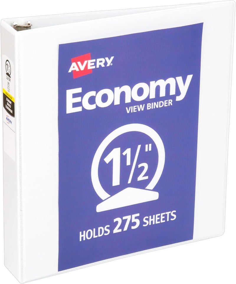 Avery Economy View 1.5 Inch Round Ring Binder - Holds 275 Sheets, White - Image 4