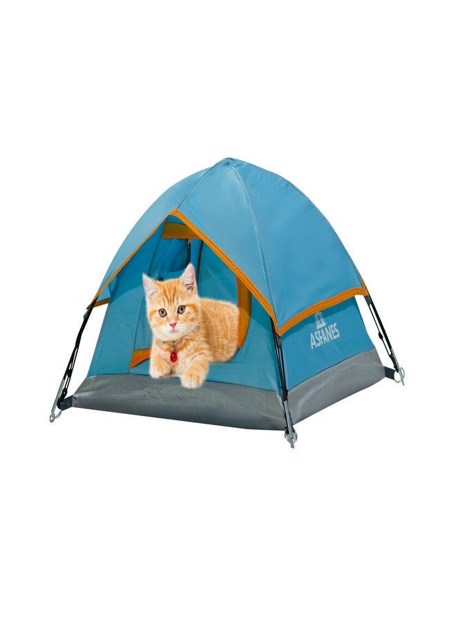 ASFANES Outdoor Waterproof Pet Camping Tent, Cave Bed for Indoor Cats and Small Dogs, Portable Cat House Dog House, 21.6x21.6x14.9'', Blue, S. - Image 1