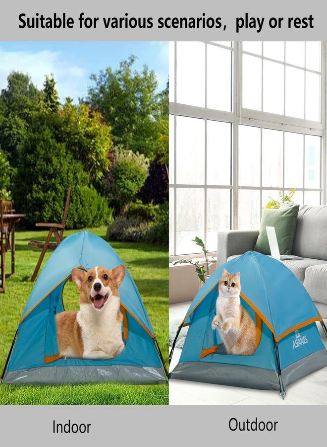 ASFANES Outdoor Waterproof Pet Camping Tent, Cave Bed for Indoor Cats and Small Dogs, Portable Cat House Dog House, 21.6x21.6x14.9'', Blue, S. - Image 3