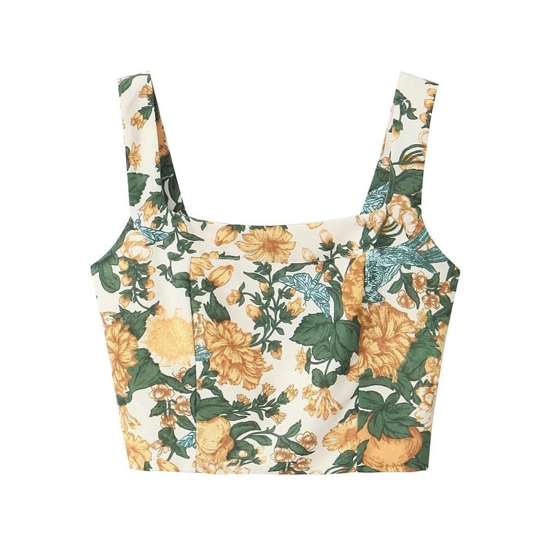 THLAI Women Two Piece Skirt Sets Floral Crop Top and Mini Skirt Sets Summer 2026 Vacation Outfits Short Sets - Image 3