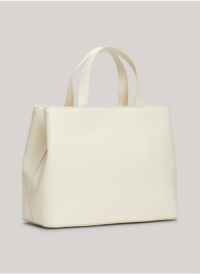 TOMMY HILFIGER - Women's Chic Removable Strap Satchel -  Smooth finish, Beige - Image 1