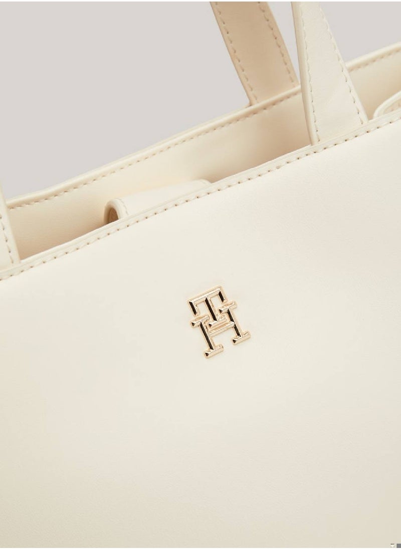 TOMMY HILFIGER - Women's Chic Removable Strap Satchel -  Smooth finish, Beige - Image 1