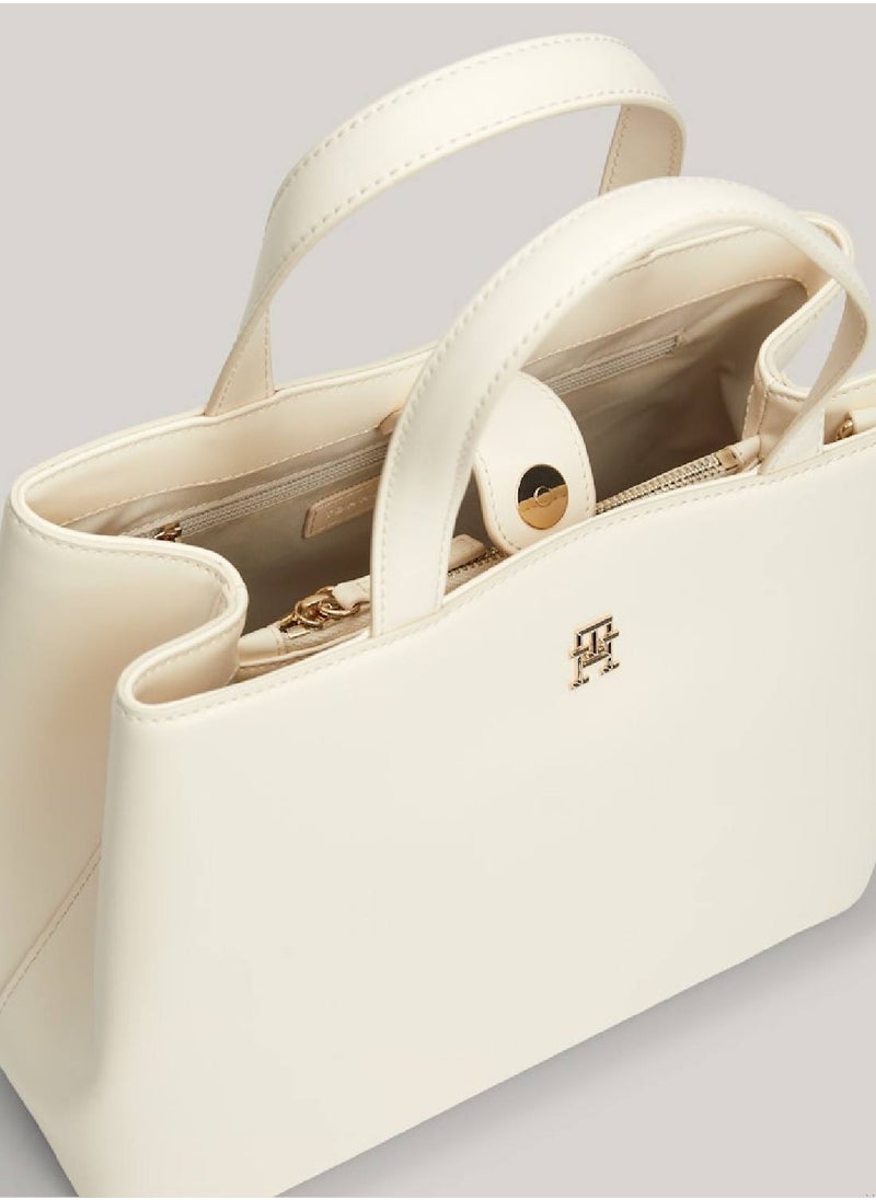 TOMMY HILFIGER - Women's Chic Removable Strap Satchel -  Smooth finish, Beige - Image 1