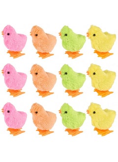 3 otters 12Pcs Wind Up Chick Toys, Colorful Wind-Up Jumping Cute Chicken Plush Chicks Toys For Kids Goodie Bags Treasure Chest Party Favors Gifts  - Image 1