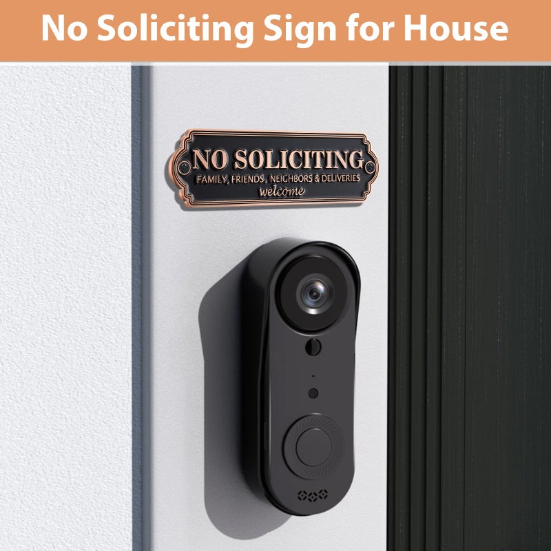 Frohllia Brass No Soliciting Sign - Elegant No Soliciting Sign for House, Handmade Wall Plaque for Home & Office, Traditional Door Decor for House, Business, Front Porch - Easy to Install (Brass color) - Image 5