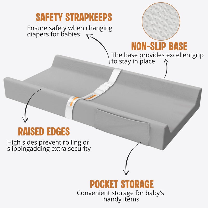 JVEOO Vegan Leather Baby Changing Pad, Waterproof & Wipeable Soft Diaper Changing Mat 32" x 16.6" Comfortable Infant Changing Station for Dresser & Table - Image 4
