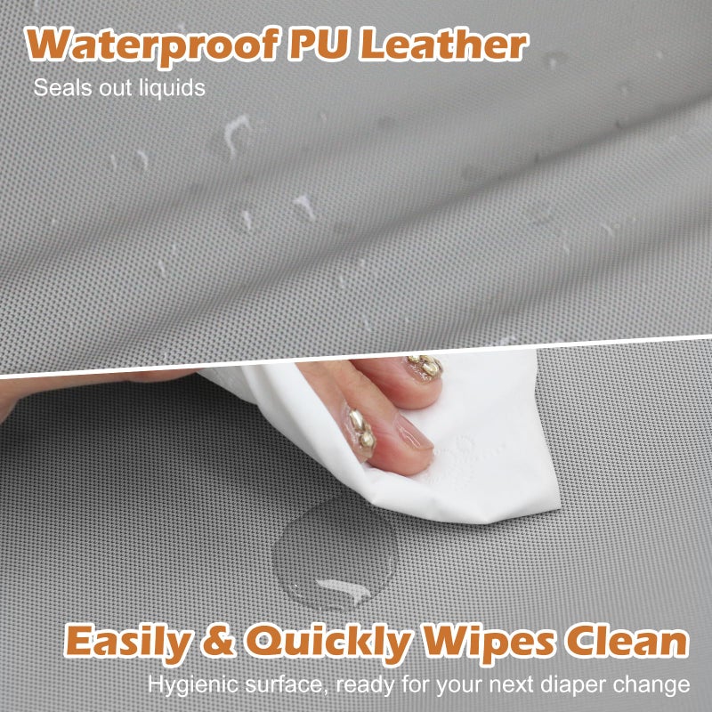 JVEOO Vegan Leather Baby Changing Pad, Waterproof & Wipeable Soft Diaper Changing Mat 32" x 16.6" Comfortable Infant Changing Station for Dresser & Table - Image 2