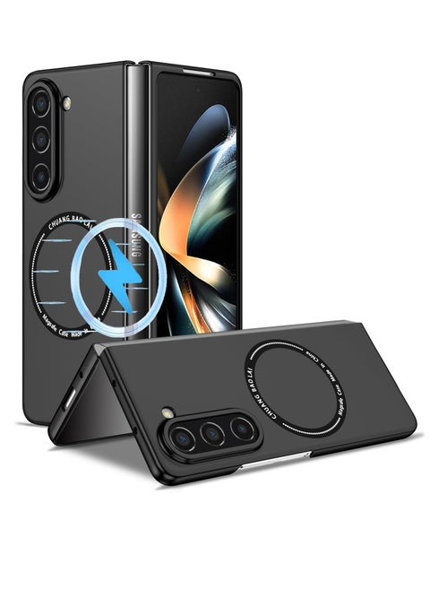 Rugged Shockproof Case for Samsung Galaxy Z Fold 5 - Compatible with MagSafe Wireless Charging, Ultra Protective Cover for Galaxy Z Fold5 5G (Black)
