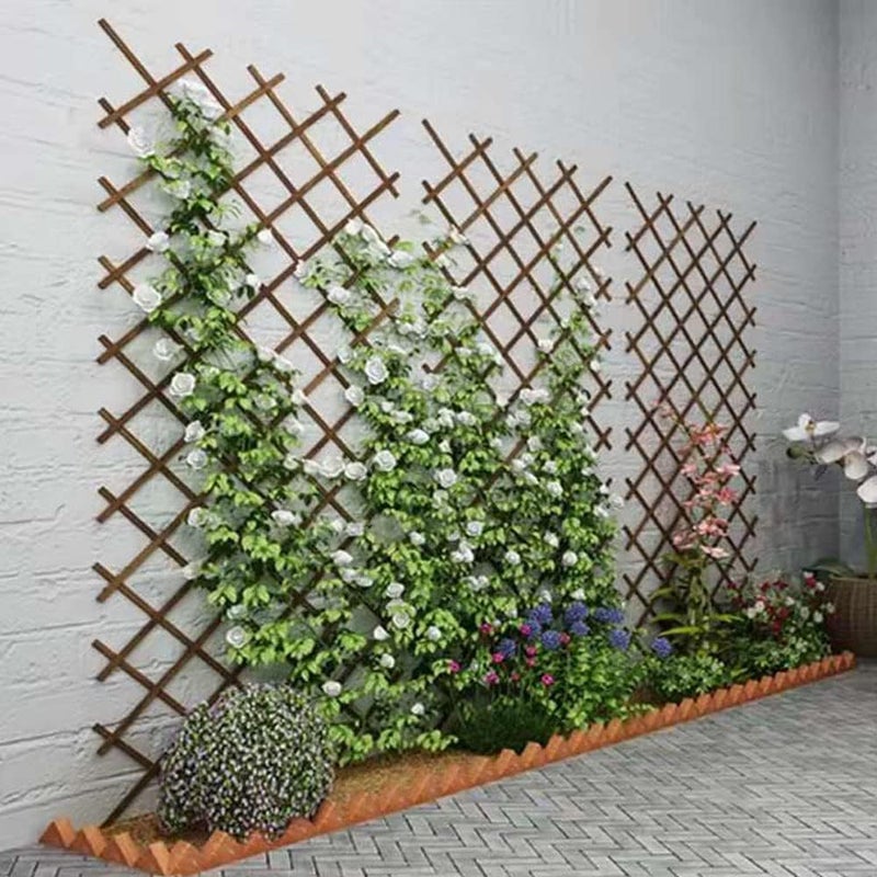 LINGWEI Portable Expandable Wooden Garden Fence - Wicker Style for Home Wall Hanging, Plant Trellis Frame (Brown, 105cm) - Image 3