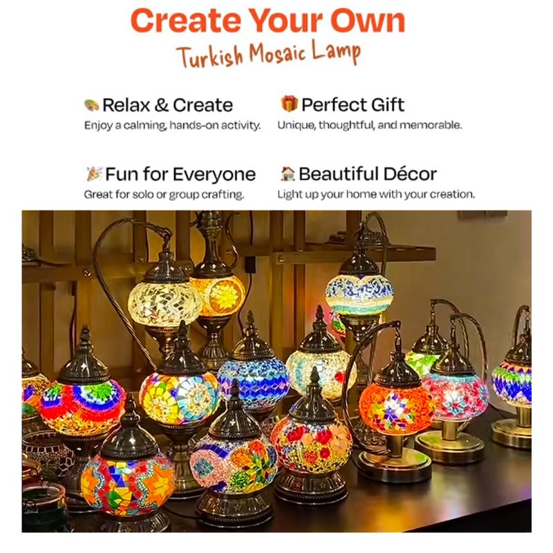 JORSCD DIY Turkish Mosaic Candle Holder kit,Simple Stained Glass Table Candle Holder for Candles,Make Your own Table Decoration - Image 4
