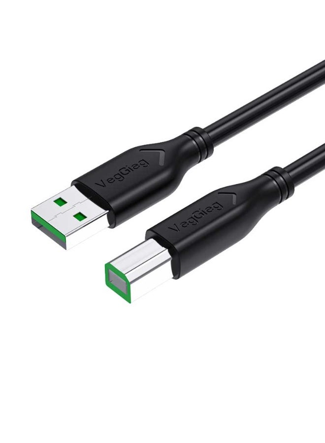 فيج جيج كابل طابعة USB A إلى USB B 2.0، نحاس خالٍ من الأكسجين، سرعة عالية 480 ميجابت في الثانية، أسود، 10 متر - Image 1