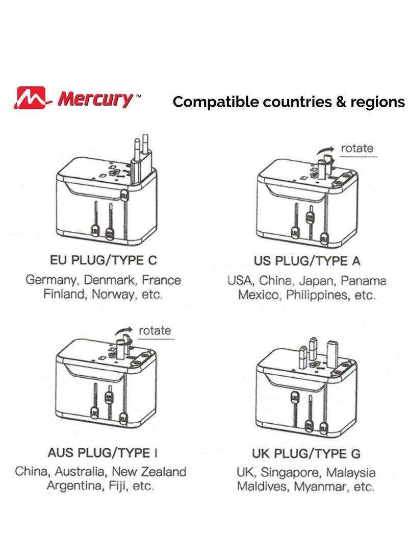 Mercury GAN Fast Charger with USB-C & 4 ports. Charges Laptop, Phone, Tablet, Electric Razor. Universal travel adapter for EU, UK, US & AU – power up multiple devices safely. (MER-GC-45W) - Image 5