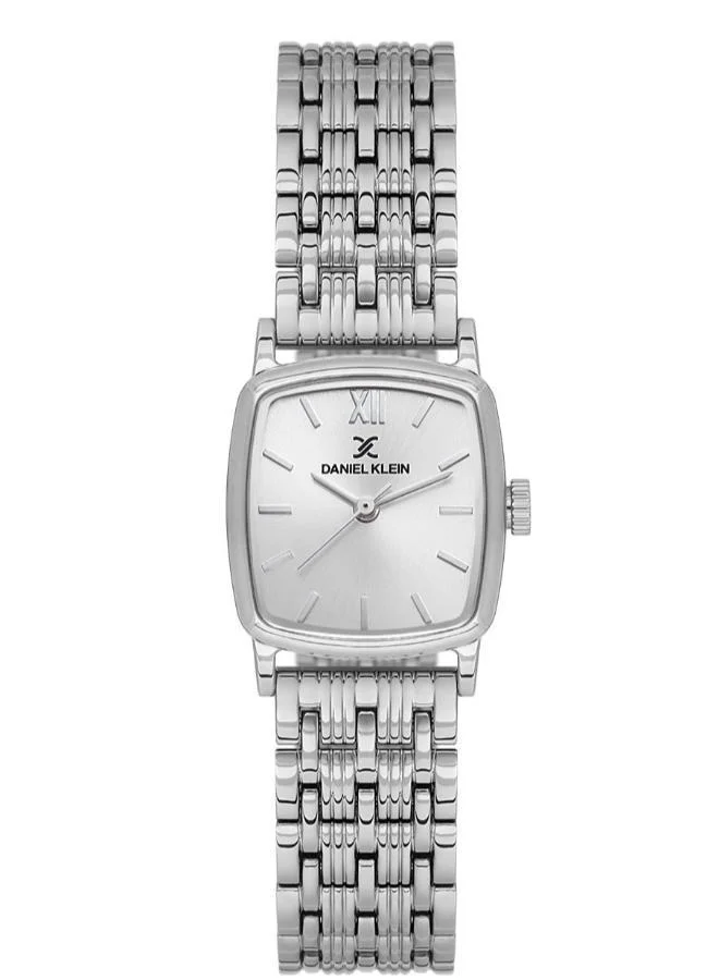 DANIEL KLEIN Women's Stainless Steel Silver Alloy Case Analog Silver Square Sunray Dial Japanese Quartz Premium 30 Meters Water Resistant