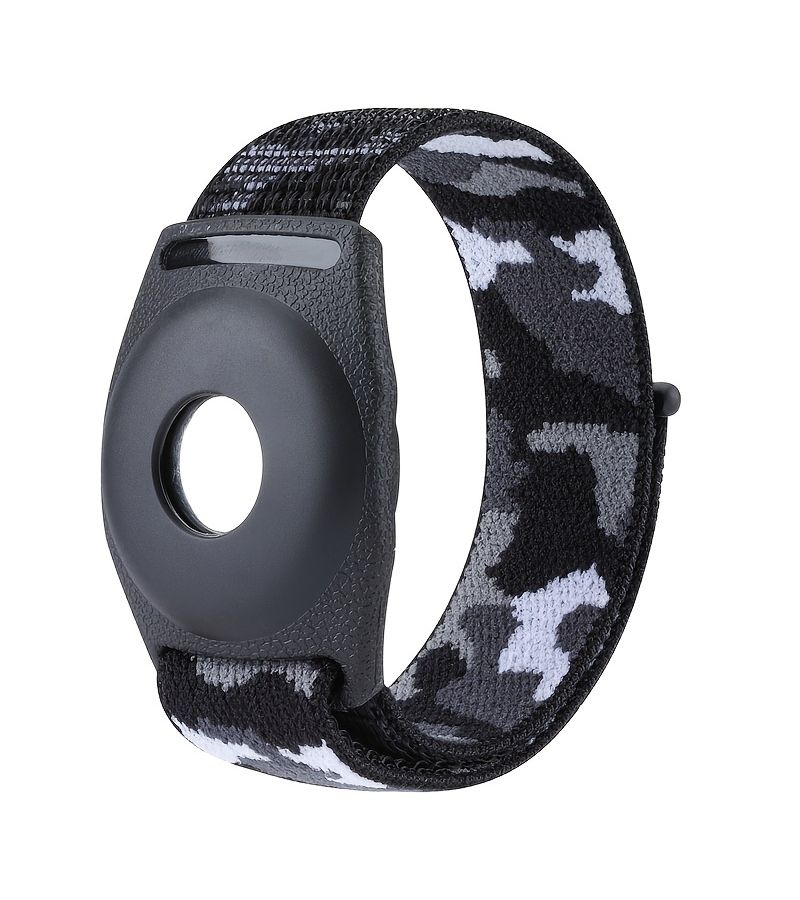 Purple Camouflage Nylon Anti Lost Bracelet Protective Cover Band Strap For Apple Airtag Tracking Locator 6.7 Inch - Image 4