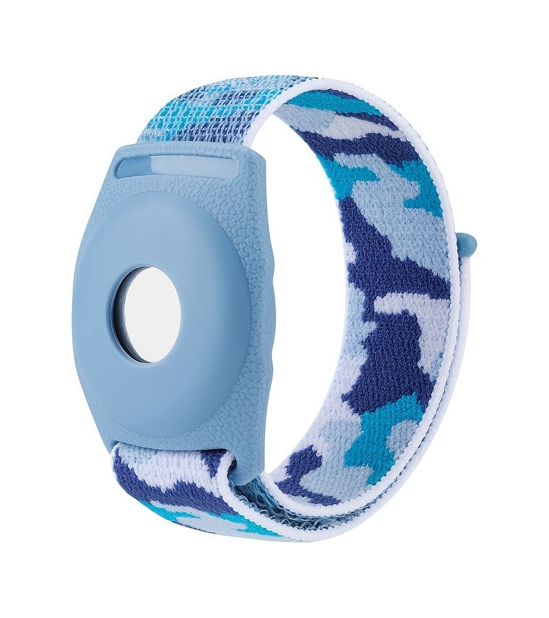Purple Camouflage Nylon Anti Lost Bracelet Protective Cover Band Strap For Apple Airtag Tracking Locator 6.7 Inch - Image 5