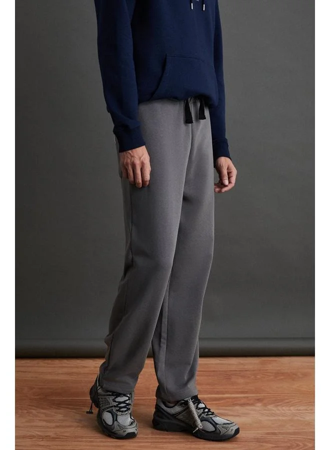 Grimelange Men's Ultra-Soft Lined Corduroy Comfortable Elastic Cuffed Gray Sweatpants.