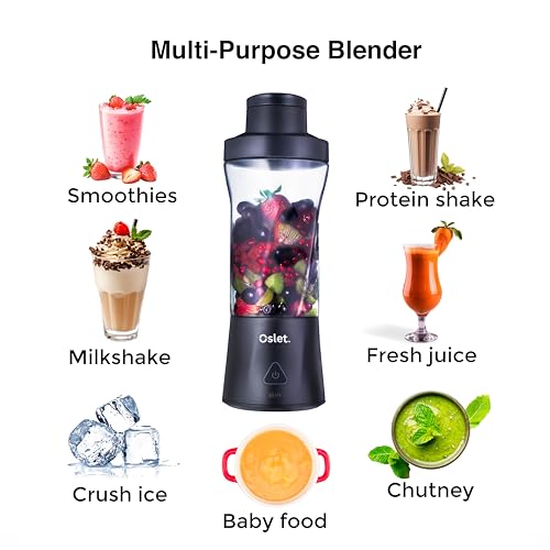 Oslet HydraMax 360W Portable Blender 700ml | 22,000 RPM | 6000mAh Battery (35+ Blends) | 6 Stainless Blades | Fast Charging | BPA-Free | Waterproof | Multi-Purpose for Smoothies, Shakes & Baby Food - Image 4
