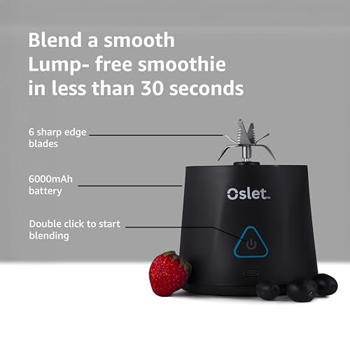 Oslet HydraMax 360W Portable Blender 700ml | 22,000 RPM | 6000mAh Battery (35+ Blends) | 6 Stainless Blades | Fast Charging | BPA-Free | Waterproof | Multi-Purpose for Smoothies, Shakes & Baby Food - Image 3