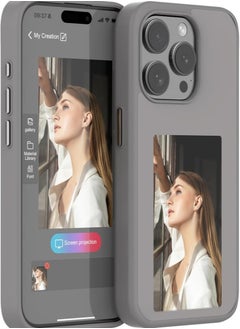 Generic Smart NFC Ink Phone Case Compatible for iPhone 15 Pro max, Customizable E-Ink Screen DIY Images Long-Lasting Display Fast Transmission (GRAY)  - Image 1