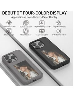 Generic Smart NFC Ink Phone Case Compatible for iPhone 15 Pro max, Customizable E-Ink Screen DIY Images Long-Lasting Display Fast Transmission (GRAY)  - Image 2