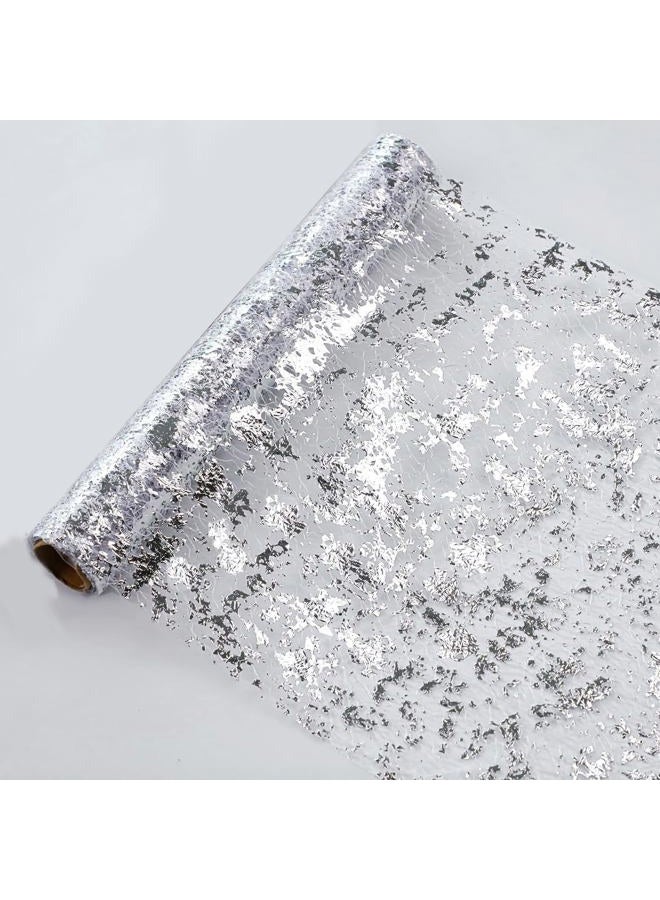 Snowkingdom Silver Table Runner, Sequin Glitter Foil Metallic Silver Mesh Table Runner Roll 11 Inch x 49 Feet, Silver Table Decorations Centrepiece for Wedding Birthday Party Christmas Baby Shower - Image 1