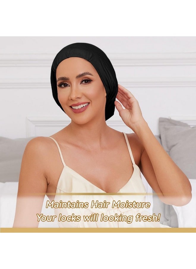 BE BIGEDDIE Silk Satin Lined Beanie, Silk Bonnet For Sleeping Women Sleep Cap Stay On All Night Cap, Satin Bonnet With Adjustable Strap For Curly Hair Hair Wrap For Sleeping  - Image 3