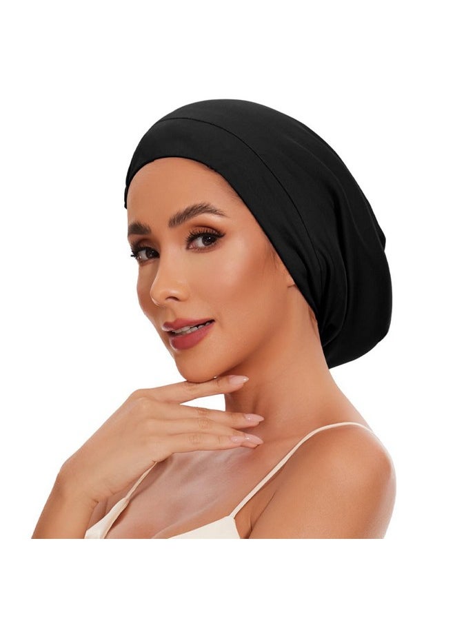 BE BIGEDDIE Silk Satin Lined Beanie, Silk Bonnet For Sleeping Women Sleep Cap Stay On All Night Cap, Satin Bonnet With Adjustable Strap For Curly Hair Hair Wrap For Sleeping  - Image 1
