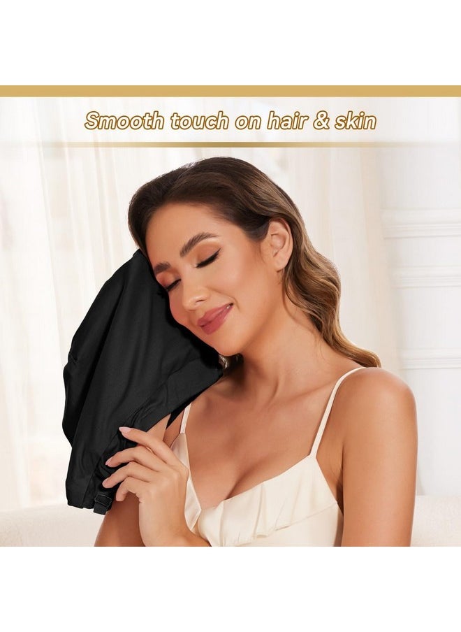 BE BIGEDDIE Silk Satin Lined Beanie, Silk Bonnet For Sleeping Women Sleep Cap Stay On All Night Cap, Satin Bonnet With Adjustable Strap For Curly Hair Hair Wrap For Sleeping  - Image 2