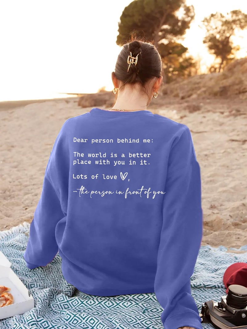 JINTING You Are Enough Sweatshirt for Women Mental Health Dear Person Behind Me Hoodie Shirt Inspirational Pullover Top Blue - Image 3