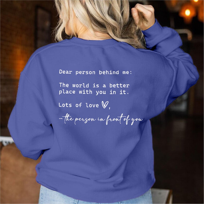 JINTING You Are Enough Sweatshirt for Women Mental Health Dear Person Behind Me Hoodie Shirt Inspirational Pullover Top Blue - Image 2