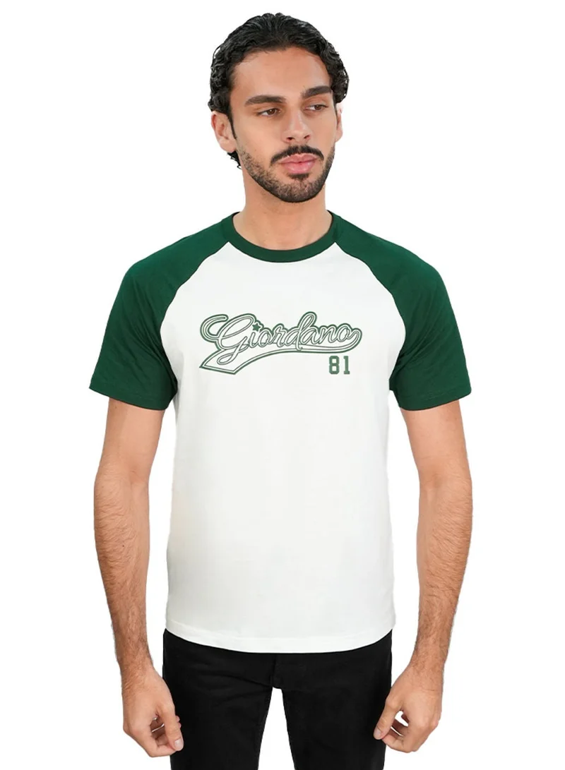 GIORDANO Men's Slim Cotton Raglan Signature Tee