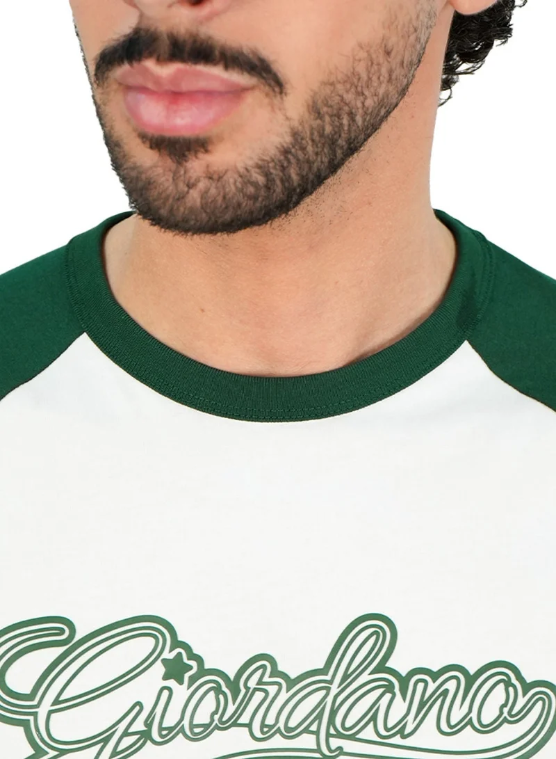 GIORDANO  Men's Slim Cotton Raglan Signature Tee for Men | Best Price UAE