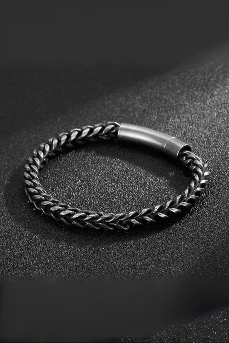 Men’s 6mm Stainless Steel Bracelet – Rugged Oxidized Gunmetal Finish, 21.5cm / 8.5in – Push-Lock Clasp, Bold but Not Bulky – Perfect Gift for Him - Image 5