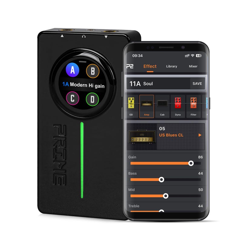 معالج دواسات المؤثرات المتعددة MOOER P2 للجيتار الكهربائي وجيتار الباس مع أمب MIDI وLooper وآلة درام وشاشة تعمل باللمس OTG للأداء والتدريب