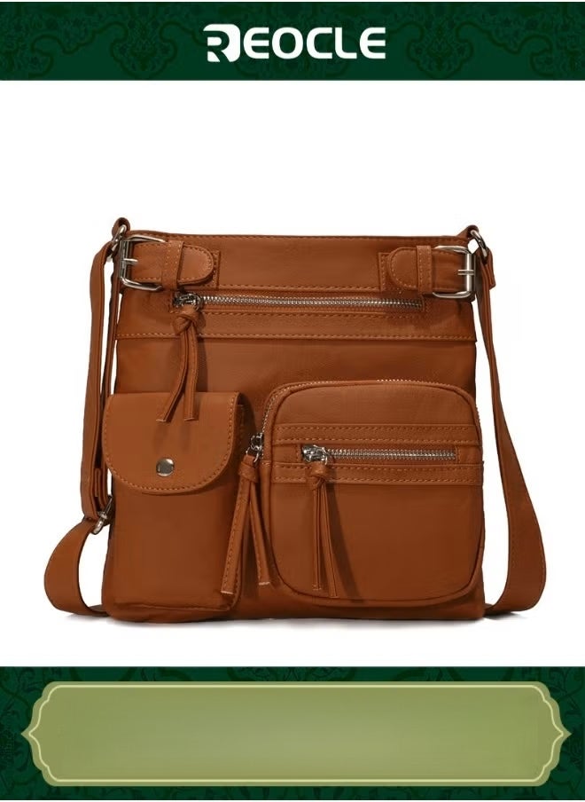 REOCLE Women's Shoulder Bag Soft PU Leather Purses with Multi Pockets Crossbody Bag Pocketbooks for Daily Use & Travel  - Image 1
