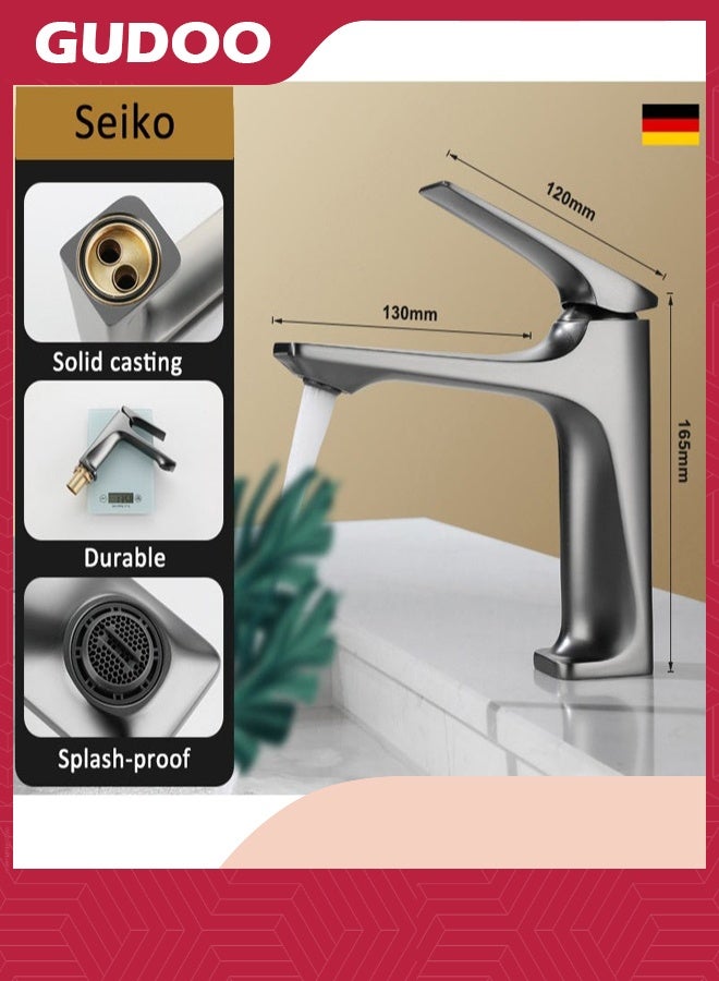 Stainless Steel Faucet Suitable For Kitchen Bathroom Hot And Cold Water Wash Basin Household Single Hole Basin With 60Cm Hose