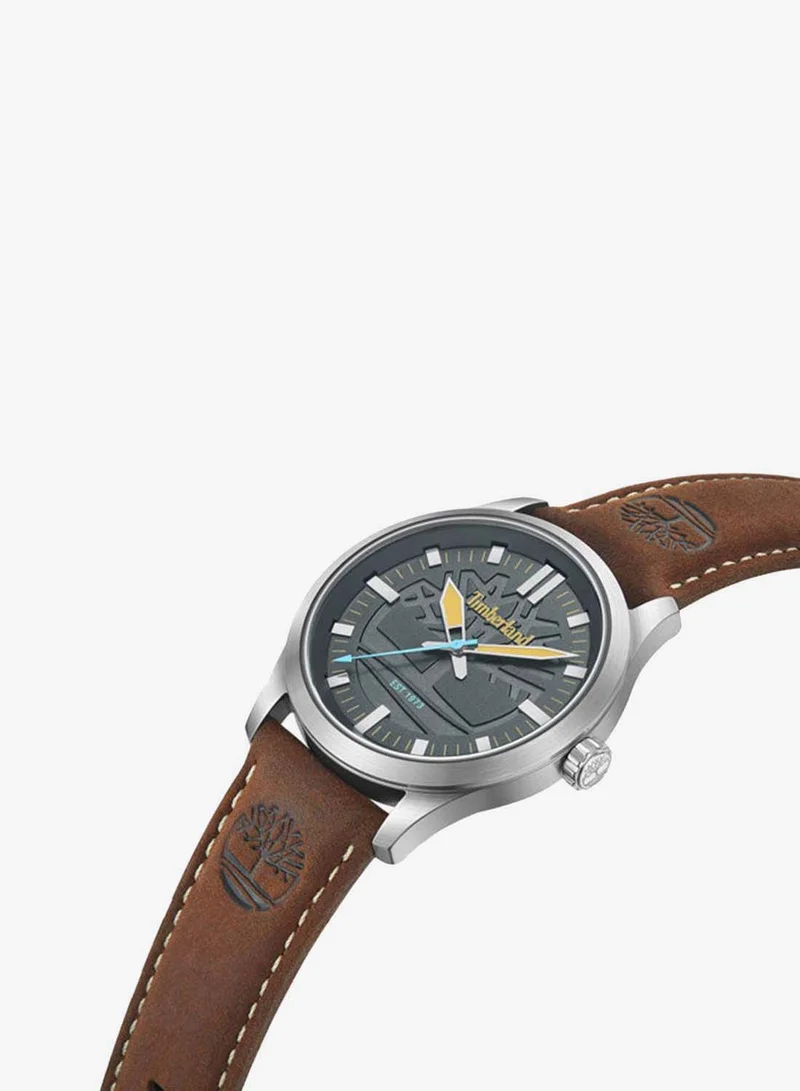 تمبرلاند Rambush Grey Dial Leather Strap Analog Watch for Men, 42mm