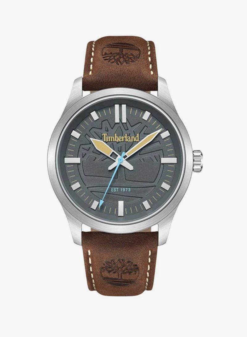تمبرلاند Rambush Grey Dial Leather Strap Analog Watch for Men, 42mm