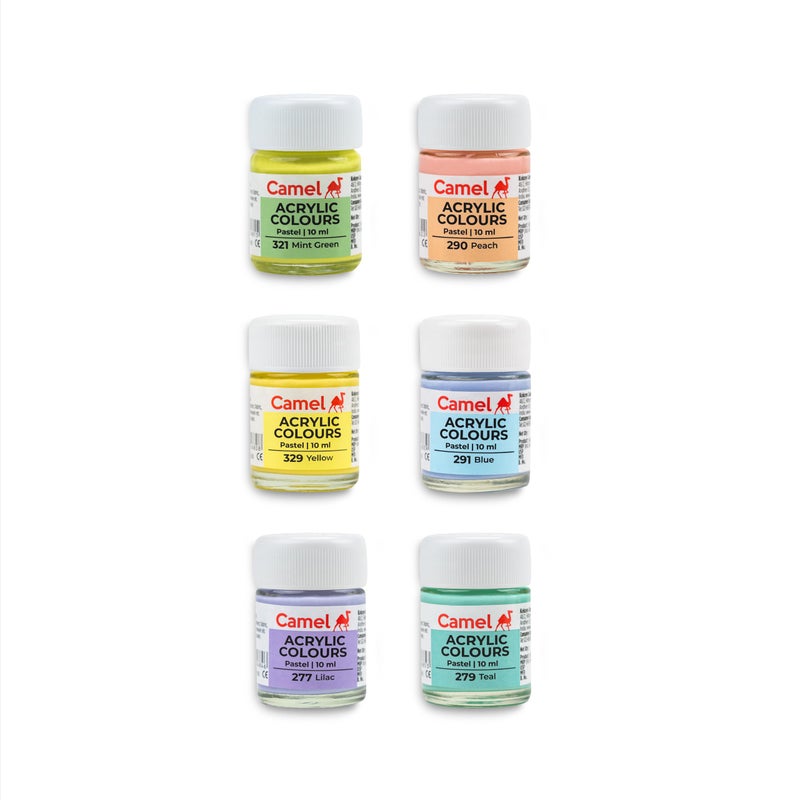 Camel Acrylic Pastel Shades 10ml Each,6 Shades, Assorted - Image 2