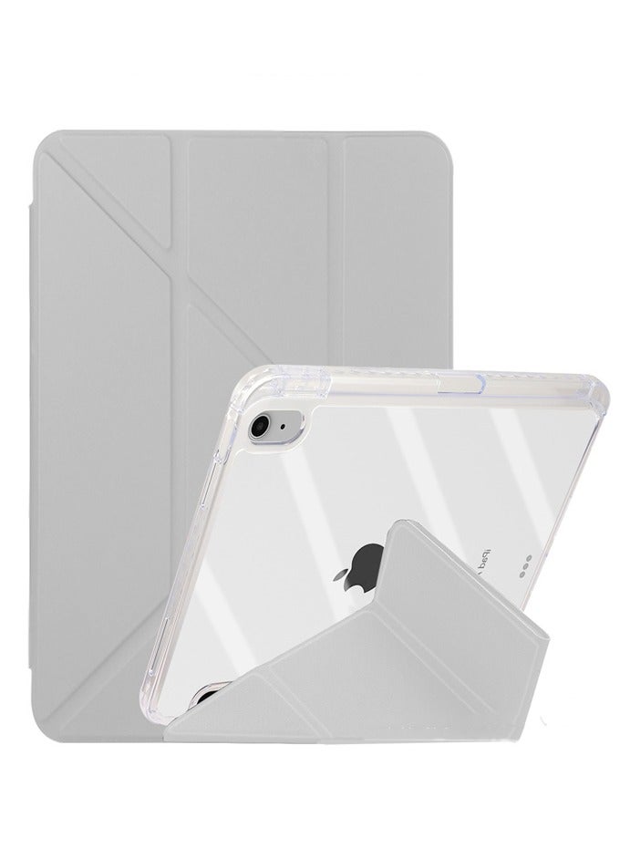 لـ iPad 2025 (11th) A16 11 بوصة غطاء القضية ، تصميم ثلاثي الطي على شكل Y ، زاوية متعددة ، غطاء الجلد اللوحي ، إيقاظ / نوم تلقائي ، رمادي - Image 1