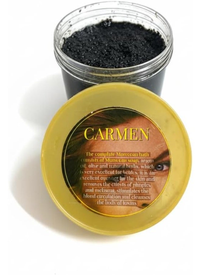 Carmen Original Moroccan Soap with 23 Natural Herbs Blend - Infused with Shea Butter, Jojoba & Licorice Oil for Instant Brightening & Deep Hydration - 100% Moroccan Handmade - 250g - Image 1