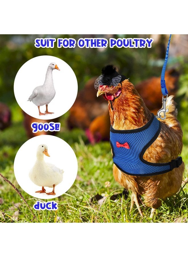 Cindeer 8 Pieces Chicken Leash Chicken Harness and Hat for Hens Funny Chicken Accessories Adjustable Duck Harness and Leash Hat with Elastic Chin Strap for Hens Duck Goose Parrot Small Pets - Image 4