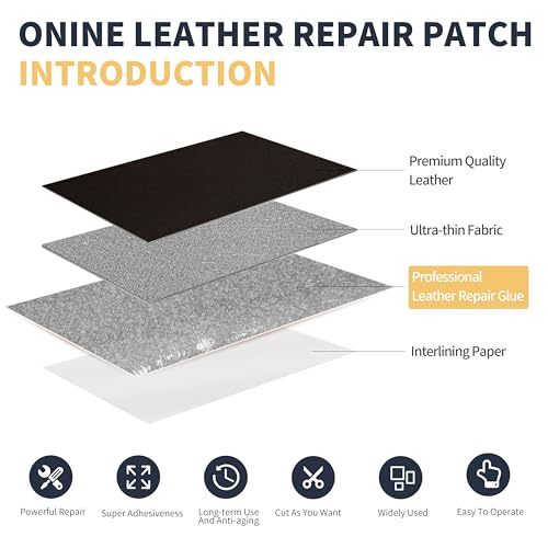 ONine Leather Repair Patch，Leather Repair Tape, 3 x 60 inches Leather Repair Patch for Furniture,Vinyl Repair Kit，Leather Couch Patch，for Sofas, Furniture, Car Seats(Dark Brown-Fine Grain) - Image 3
