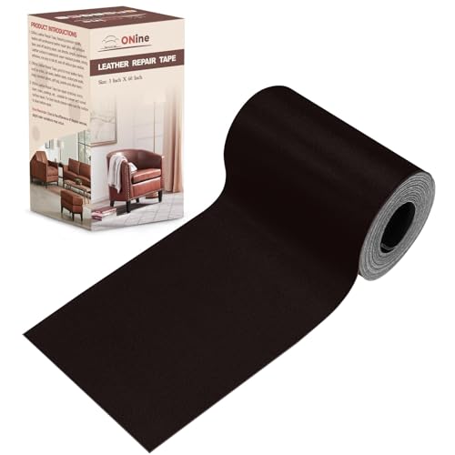 ONine Leather Repair Patch，Leather Repair Tape, 3 x 60 inches Leather Repair Patch for Furniture,Vinyl Repair Kit，Leather Couch Patch，for Sofas, Furniture, Car Seats(Dark Brown-Fine Grain) - Image 1