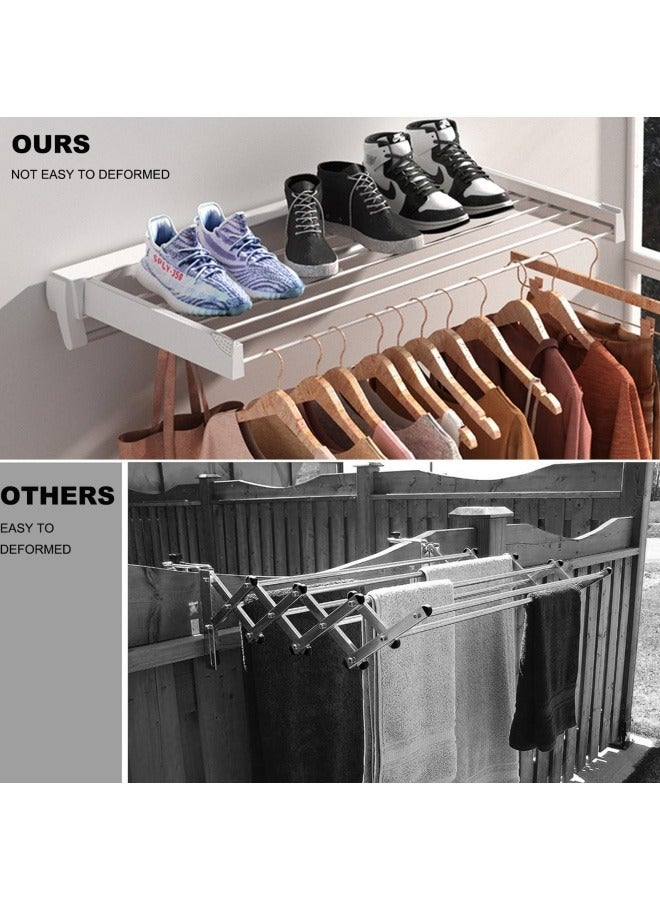 GGEROU Clothes Laundry Drying Rack, Collapsible Wall Mounted Retractable Clothes Drying Rack, Invisible Retractable Folding Laundry Dryer Rack, 7 Drying Rods 4 Movable Hook, Black - Image 4