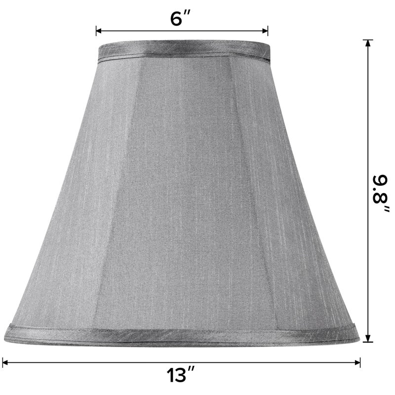 GO&SO Grey Bell Lamp Shades Meduim Lamp Shade 6"Top x 13"Bottom x 9.8"High(Spider) Lampshade for Table&Bedside Lamp - Fabric Lampshade Replacement - Easy Assembly - Handmade By GO&SO - Image 2